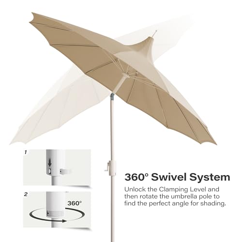image for LAUSAINT HOME 9ft Pagoda Patio Umbrella with 360° Rotation, Upgraded 