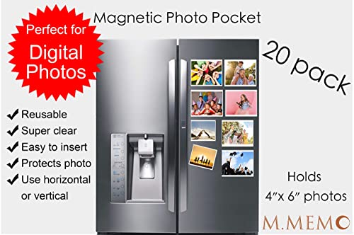 M.memo 20 Pack 4"X6" Premium Magnetic Picture Pockets Frames Holds 4 X 6 Inches Photo For Refrigerator #TOP6