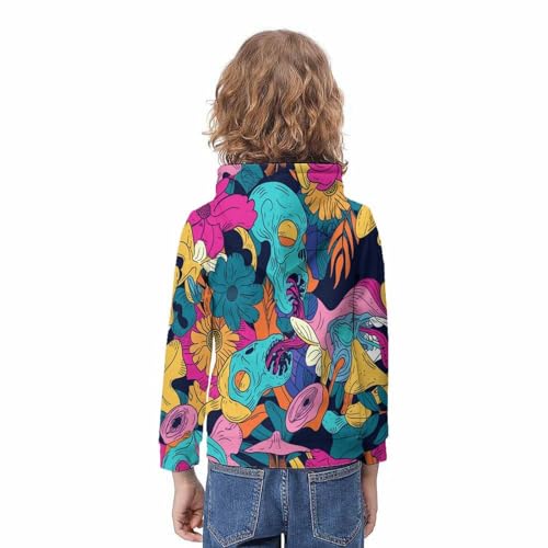 Sweat à capuche imprimé 3D crâne idée cadeau ado 12-14 ans - 4