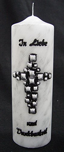 Trauerkerze mit Wachsmotiv ca. 250/80mm