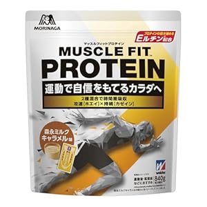 ウイダー マッスルフィットプロテイン 森永ミルクキャラメル味 900g (約30回分) ホエイ・カゼイン 2種混合ハイブリッドプロテイン 特許成分Eルチン配合