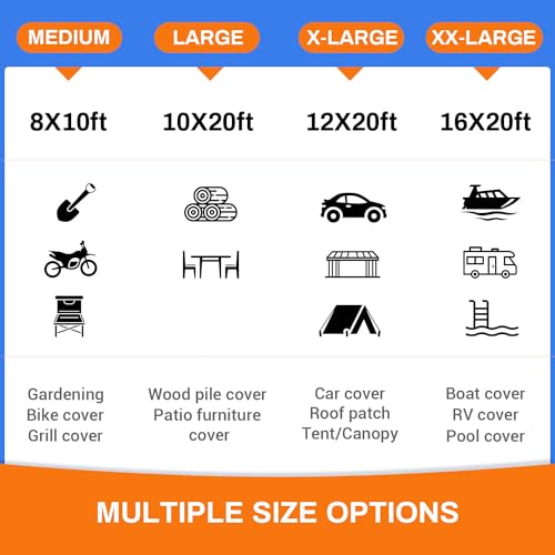 16x20Ft Tarp, Keten 14 Mil Tarps Heavy Duty Waterproof with Tear & Fade Resistant, UV Resistant, Outdoor Tarp with Reinforced Grommets for Roof, Camping, Patio, Pool, Boat (Blue&Black)