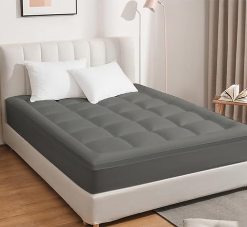Image of Cloth Fusion 600 GSM Mattress Topper King Size Bed, Extra Thick 2 inch Bed Topper for Improved Sleep Quality and Enhanced Comfort (75x72 inches, Grey)