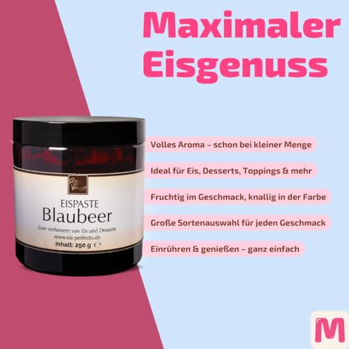 Blaubeer Eispaste Aroma Variegatos Eis Desserts Pralinen Zum Verfeinern von leckerem Eis Getränke Kuchen Kekse Tortencremes Eiscremes uvm. Inhalt 250 g – Bild 4
