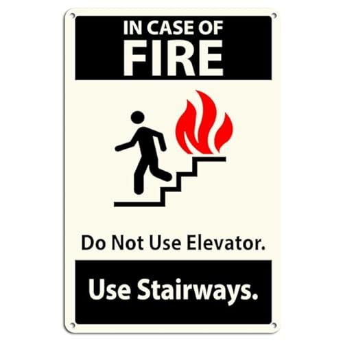 Eveokoki Schild mit Aufschrift "In Case Of Fire Do Not Use Elevators", leuchtet im Dunkeln, 20,3 x 30,5 cm, nachleuchtend, wetter- und lichtbeständig, für drinnen und draußen, für Geschäft, Schule,