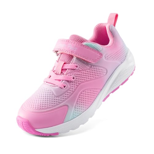 DREAM PAIRS Girls Running Shoes Kids Sneakers Tennis ColorBurst Lightweight Casual Walking Shoes 11 Little Kid Pink/Green