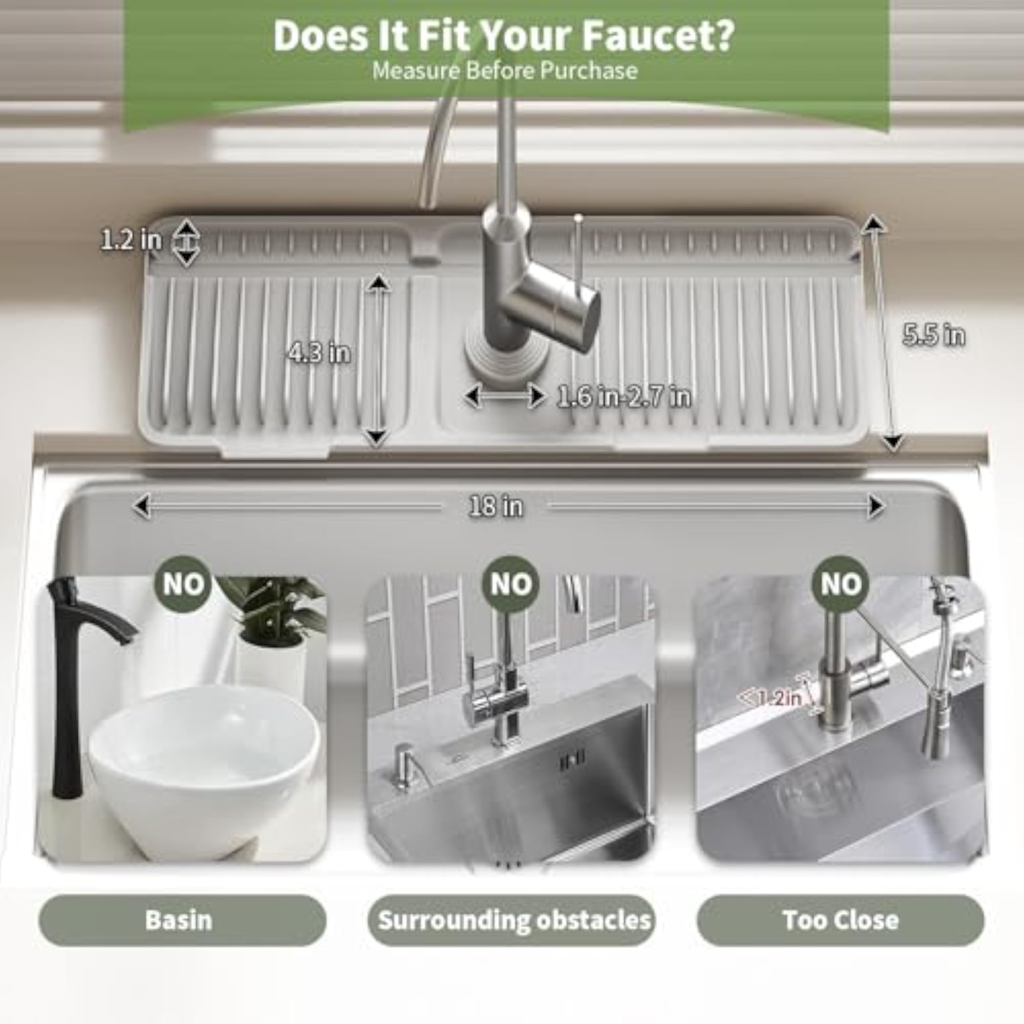 Foldable Silicone Faucet Mat for Kitchen Sink