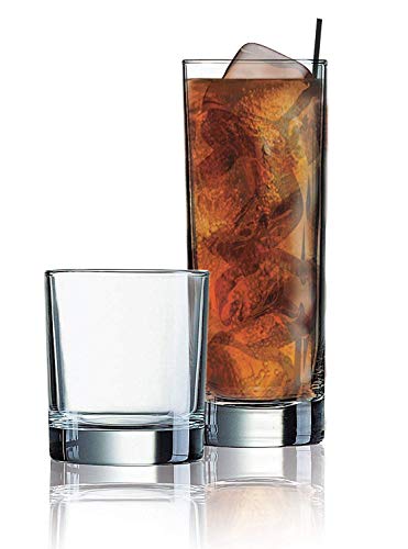 Elegant Drinking Glasses Set of 16, Heavy Base Durable Glass Cups - 8
