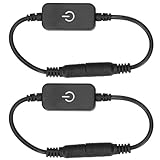 Mini LED Strip Touch Dimmer 2pcs 1ft Cord Single Color DC 5V to 24V On Off Switch Controller