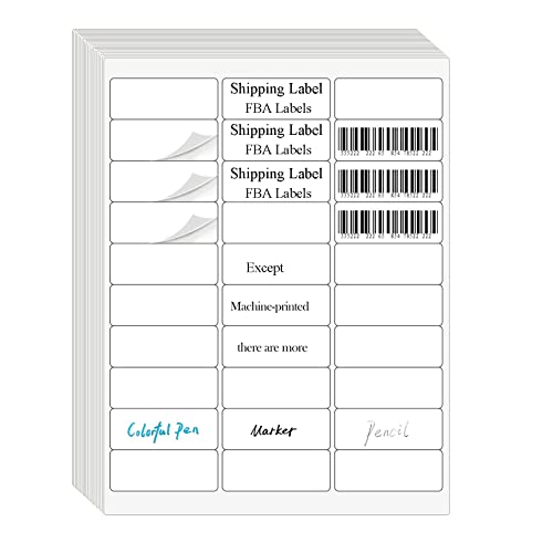 Image of 100 Sheets 30 UP 1 inch x2-5 /8 Shipping Labels 3000 Pcs FBA Label Stickers for Laser /Inkjet Printers, White Blank Sticker Name Tags, 30 Per Page