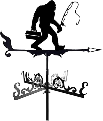 Banderuola da Pesca A Forma di Gallo, Strumenti di Misurazione per Banderuola, con Rivestimento Antiruggine per Decorazioni da Esterno con Staffa(A)