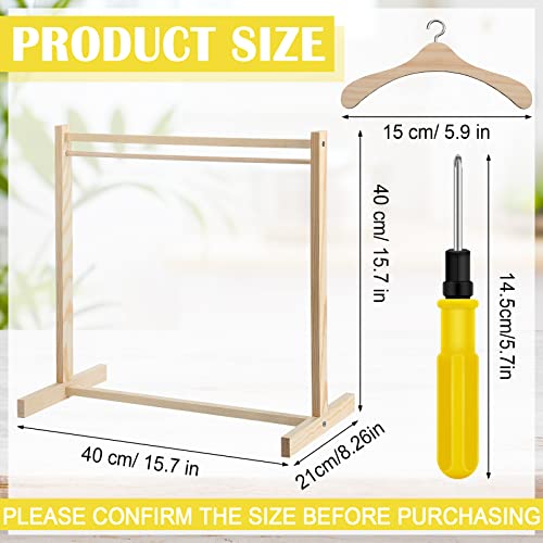 Estune 15.7 Inches Dog Garment Rack with 12 Wood Pet Clothes Hanger Wooden Dog Dress up Storage Small Dog Closet Pet Clothes Organizer Accessories for Doll Cat and Puppy - Thumbnail 2