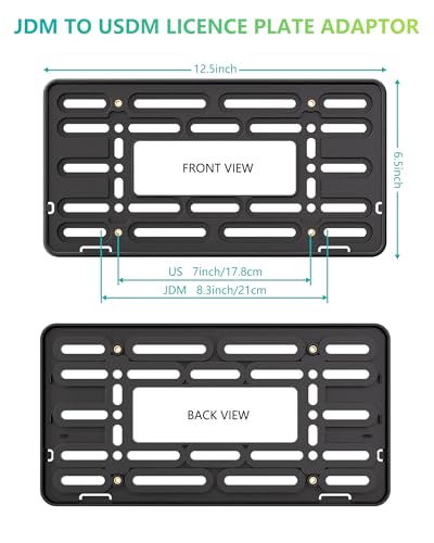 BGGTMO Front License Plate Bracket Holder- Bumper Car Tag Mounting Kit with Anti-Theft Hardware & Stainless Steel Zip Ties, JDM to US Compatible