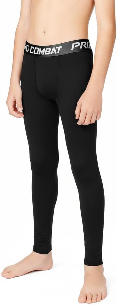Boys Compression Pants, Youth Athletic Leggings for Basketball Football Running, Quick Dry Spandex Sports Tights