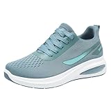 Zapatillas Deportivas Mujer Moda Ligeras Cómodas con Cordones Transpirables para Caminar Diario (Light Blue, 39)