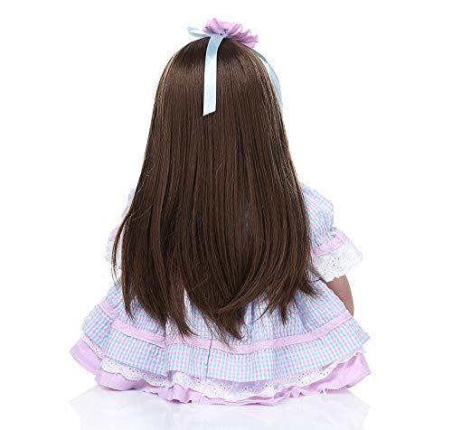 Reborn Babypuppen 60 cm 24 Zoll handgefertigte lebensechte Neugeborene Puppen magnetisches Spielzeug weiches langes Haar… – Bild 5
