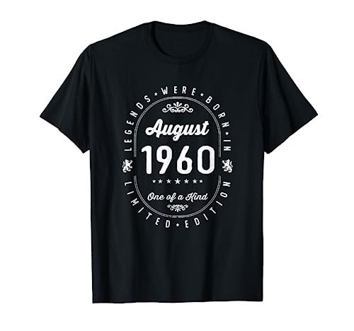 Legends Were Born In August 1960 Cumpleaños Camiseta