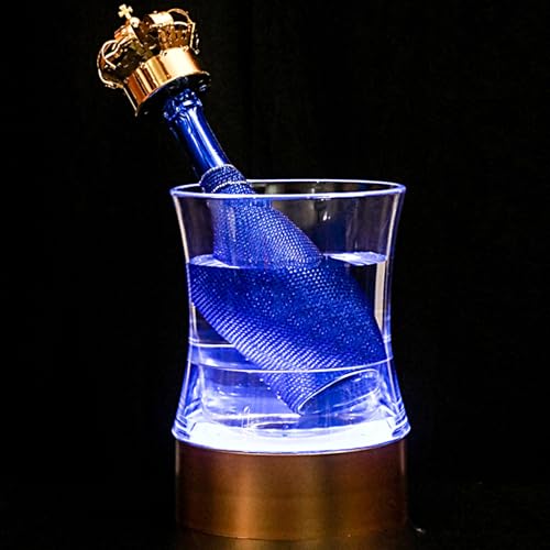 Secchiello per ghiaccio luminoso in acrilico per champagne e vino, elegante refrigeratore per bar, discoteche, feste private e ristoranti, perfetto per intrattenere (bianco)