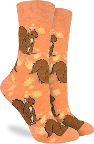 Good Luck Sock Womens Orange Squirrel Socks Adult Shoe Size 5-9