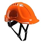 Portwest PS54 Endurance Plus Safety Hard Hat Unvented Helmet ABS Shell Electrical Insulation 6-Point Suspension Adjustable Fit Chin Strap Lateral Deformation CE Certified, Orange