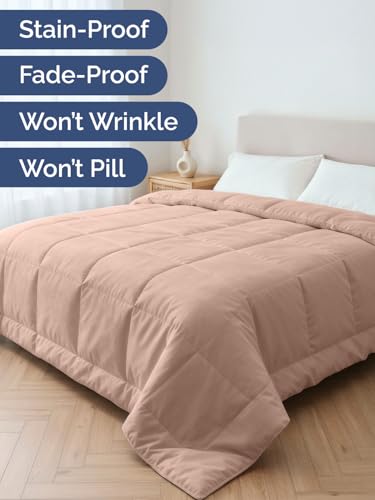 Image of Queen Size, Mauve Alternative Down Comforter - Warm, Lightweight & Breathable Hotel Quality Bedding Set for Men, Women, Kids & Teens - All Season Oversized Cooling Microfiber Duvet Insert Comforter