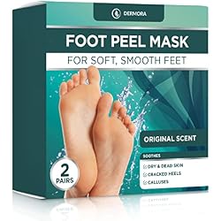 DERMORA Foot Peel Mask, Exfoliating Foot Peeling Mask, 2 Pairs, Original | Dry and Cracked Feet, At-Home Spa Care, Callus Removal & Smoother Skin Result, Regular Size (Fits up to Woman 11, Men 10)