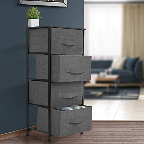 Sorbus Nightstand with 4 Drawers - Bedside Furniture & Night Stand End Table Dresser with Steel Frame, Wood Top, Easy Pull Fabric Bins for Home, Bedroom Accessories, Office & Dorm — view 2