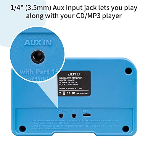 JOYO Combo Amplificateur de Guitare Bluetooth 5W Recharge Petit Mini Ampli de Guitare pour Casque d’Entraînement avec Canaux Clean & Overdrive (JA-02 II Bleu) - Les Beatles, Paul McCartney, John Lennon, RIngo Starr, George Harrison JOYO Combo Amplificateur de Guitare Bluetooth 5W Recharge Petit Mini Ampli de Guitare pour Casque d'Entraînement avec Canaux Clean & Overdrive (JA-02 II Bleu) – Image 8