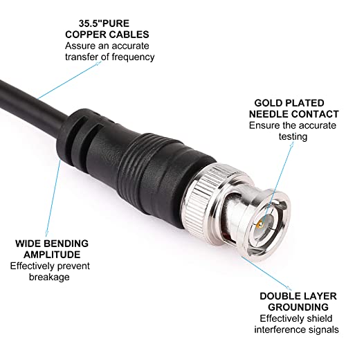 Clyxgs BNC Double Alligator Clip Test Cable Probe Lead Oscilloscope Test, Oscilloscope Probes BNC to Alligator Clip 92cm/36.2in (5pcs） by Clyxgs - Image 3