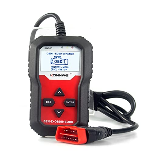 KONNWEI KW360 OBD2 diagnosegerät, Auto Auslesegerät Motor-Fehlercode lesen,EPB ABS SRS OBD TPS Zurücksetzen Reset Tool,OBDII/EOBD-Scanner,OBDII-KFZ Diagnosegerät für Mercedes-Benz–Komplettsystem Tool