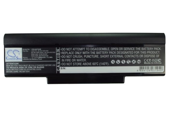 Batteria di ricambio da 6600 mAh per COMPAL Part n.: 261750, 3UR18650F-2-QC-11, 906C5040F, 906C5050F, 908C3500F, 90-NE51B2000, 90-NFV6B1000Z, 90-NFY6B1000Z, 90-NFY6B1000Z, 00Z, 90. NI11B1000