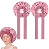2 Stück chlafmütze Satin, Nacht Schlaf Mütze Satin Haarhaube für Damen Seide für langes gesundes Haar, weich & schonend Für die Nacht Bonnet mit elastischem Band Locken Doppelseitig Seidenhaube