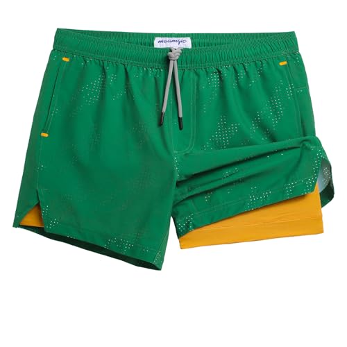 Image of maamgic Mens Running Shorts with Compression Liner 5 inch Quick Dry Workout Shorts Anti-Chafe Gym Shorts 2 in 1 Athletic Shorts