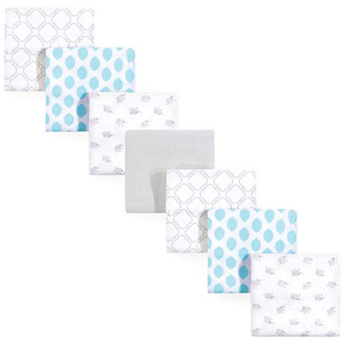 Image of Luvable Friends Unisex Baby Cotton Flannel Receiving Blankets, Elephant 7-Pack, One Size