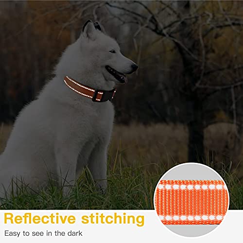 Image of HEELE Dog Collar, Reflective Dog Collar, Soft Neoprene Padded Breathable Nylon Pet Collar Adjustable for Small Dogs Puppy, Orange, XS(7.87-11.81 inch)