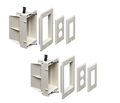 iMBAPrice DVFR1W-2  埋め込み式電気/コンセント取り付けボックス 塗装可能な壁プレート付き 2個パック