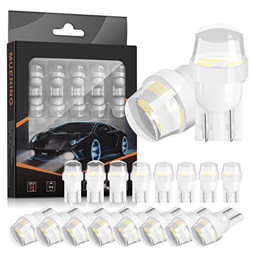 Muening 194 LED Bulbs Extremely Super Bright 3SMD 2835 Chipsets T10 168 2825 175 W5W LED Replacement Silica Gel Bulb for Car Door Courtesy License Plate Lights (Pack of 20)