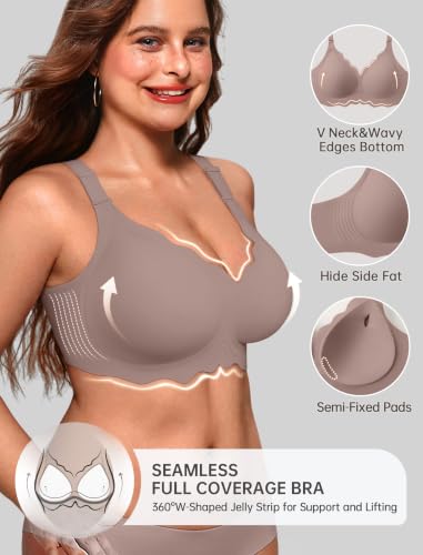 Image of OEAK Women Value Series Jelly Bras Wireless Pushup Convertible Bra | Everyday Essentials,Comfortable Bralettes,No Underwire,Full Coverage,Support Lift,Tshirt,Soft,Seamless,Scalloped