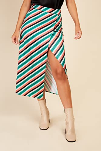 Little Mistress Stripe Mock Wrap Midi Skirt, 8, Multi - Image 4