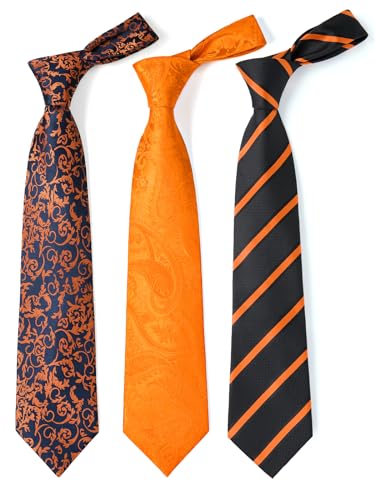 Image of HISDERN Mens Ties Extra Long Tie and Pocket Square Set 63 Inch XL Tie Pack Collection Present Box Necktie Lot 3 PCS