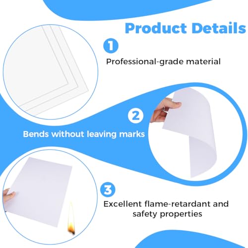 KineticKraft 8 Stück Kunststoffplatte Weiß, Polypropylen Platte Weiß, A4 Kunststoffplatten 30 x 21 cm, 1mm Dick Hart Plastikplatte, für Modellbau, Heimdekoration Basteln Architektur Diy Projekte