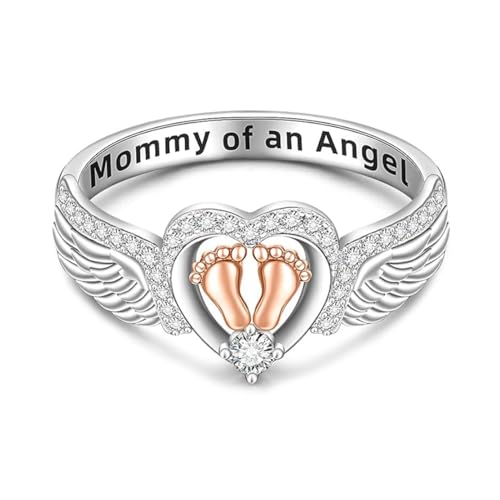 Miscarriage Memorial Ring ? Heart Footprint Jewelry, Elegant Wing Design, Fashionable Pregnancy Loss Accessory | Comforting Memo
