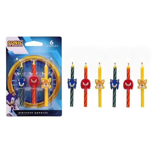 Sonic the Hedgehog Cake Candles | 6 Birthday Cake Candles Featuring Sonic Knuckles & Tails for Sonic Party