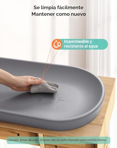 Cambiador bebe impermeable COMOMY colchoneta de suave PU lavable para cómoda gris 2