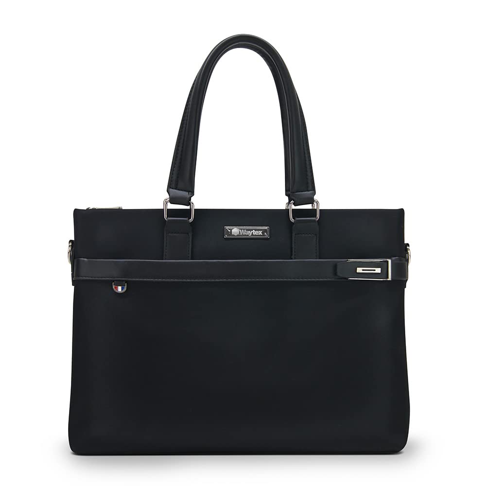 WAYTEX 71012 Borsa porta documenti e computer portatile con tasca Tablet Borsetta Manicotti in similpelle Nero, Nero