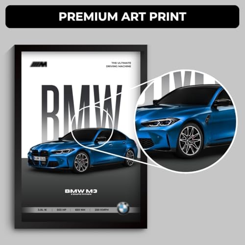 Image of Funk You Store BMW M3 Poster | Framed BMW A4 Sized (31 x 23 cm) | M3 Car Poster for Wall, Sportcar Frames | Car Posters for Wall, Bedroom, Hostel, Study Area, Hostel (F 052)
