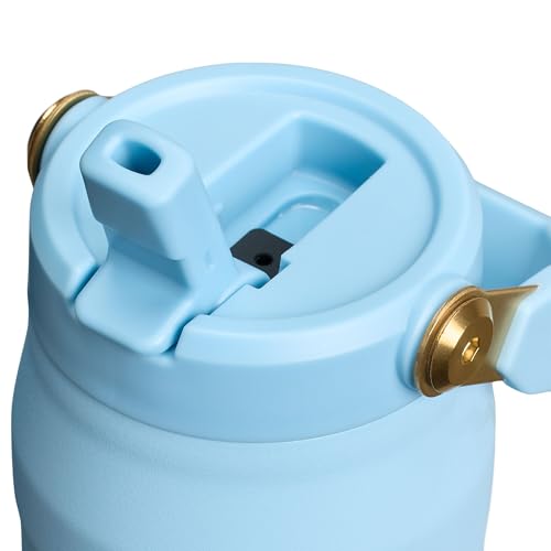 Image of STANLEY IceFlow Flip Straw 2.0 Bottle, 24 oz, Messi Striker Blue | Easy Carry Handle | Twist On Lid and Flip Up Straw | Lightweight Water Bottle | Insulated Stainless Steel | BPA-Free