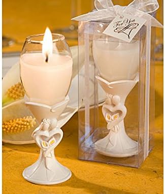 Stylish bride and groom design champagne flute candle holder favors