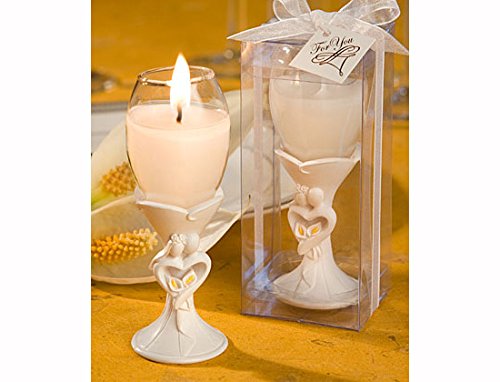 Stylish bride and groom design champagne flute candle holder favors