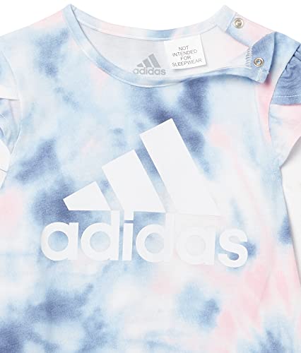 Adidas Girls Short Sleeve Printed Shortie Romper Baby And Toddler Footie, White With Blue, 24 Months Us #TOP3